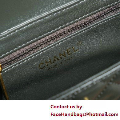 Chanel Shiny Crumpled Calfskin  &  Gold-Tone Metal Mini Shopping Bag AS4416 Gray 2025